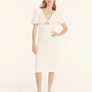 NEW WITH TAGS J. CREW Cream‎ Ivory Puff Sleeve Cutout Stretch Dress in Size 24